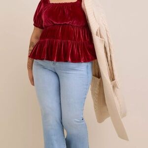 TORRID BABYDOLL VELVET TIERED TOP